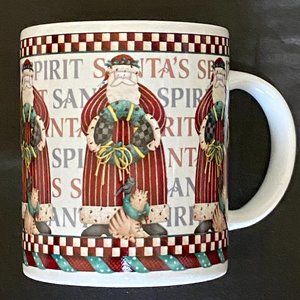 Debbie Mumm Brand Coffee Mug 'Santa's Spirit' Theme Multicolored 4" Tall